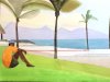 ‘Island Dreaming: Mo’orea from Papeete’, watercolour on paper, 2015